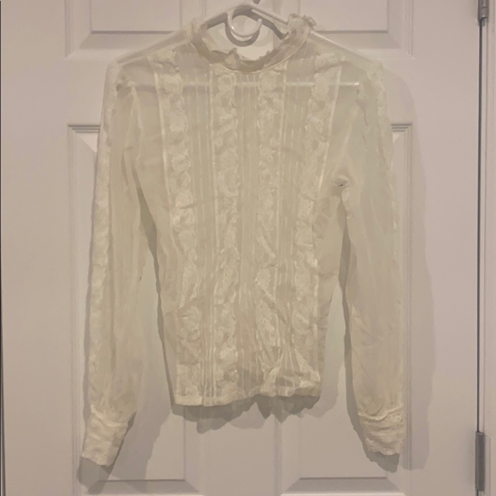 Vince Camuto Shear Lace Blouse xs